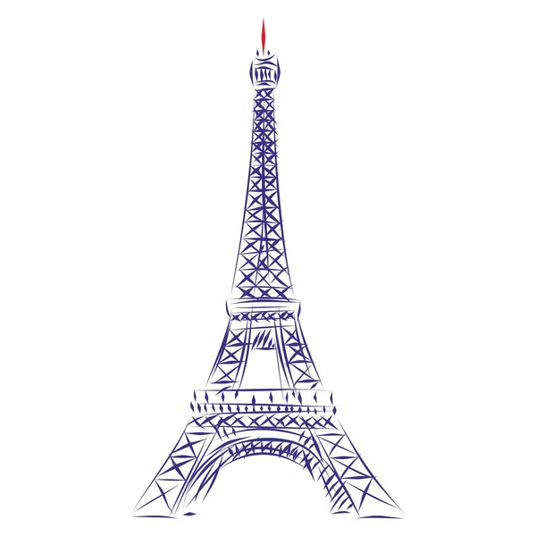Continuous Line Drawing Eiffel Tower Paris France Hand Drawn Vector — Stock Vector