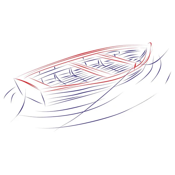 Непрерывное Рисование Линии Маленькой Лодки Плывущей Воде Создавая Волны Ручной Векторная Графика