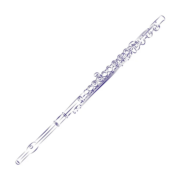 现代长笛的连续线条画 用白色隔开 矢量图解 — 图库矢量图片