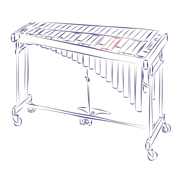 Disegno Linee Continue Vibrafono Isolato Bianco Illustrazione Vettoriale Disegnata Mano — Vettoriale Stock