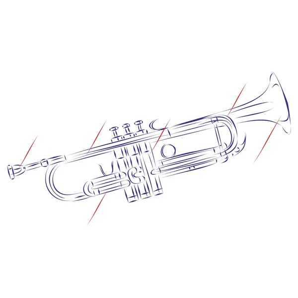 Dessin Continu Une Trompette Moderne Avec Indicateurs Pour Pièces Détachées — Image vectorielle