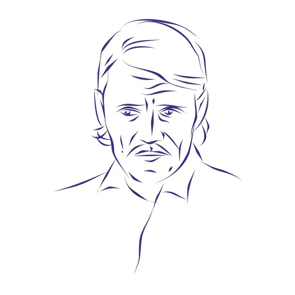连续的线条画 爵士音乐人 小号演奏者和歌手Chet Baker的肖像 被白色隔离 矢量图解 矢量图形