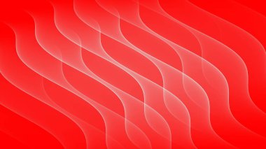 Canlı kırmızı bir arka plan pürüzsüz, akıcı beyaz dalgaları içerir. Tasarım dinamik bir hareket ve zarif bir basitlik hissi yaratır. Modern ve sanatsal bir model..