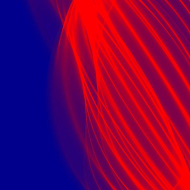 Çarpıcı soyut bir görüntü koyu mavi bir arkaplan karşısında koyu kırmızı çizgiler içeriyor. Renklerin ve formların etkileşimi, modern bir duyguyla görsel olarak bağdaştırıcı bir kompozisyon yaratır..