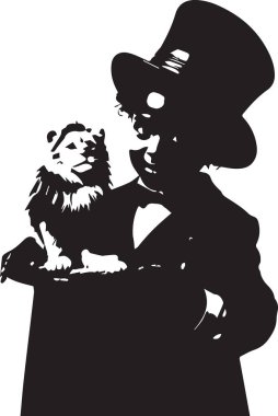 Siluet şapkalı adam silueti, omuz omuza, beyaz arka plana karşı siyah beyaz tarzda.