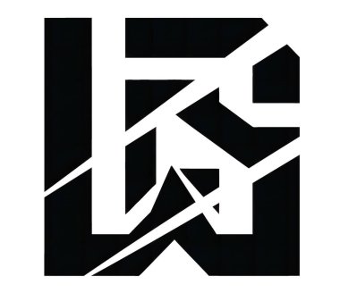 Kesişen çizgilerle kare şeklindeki bir element oluşturan soyut siyah ve beyaz geometrik tasarım