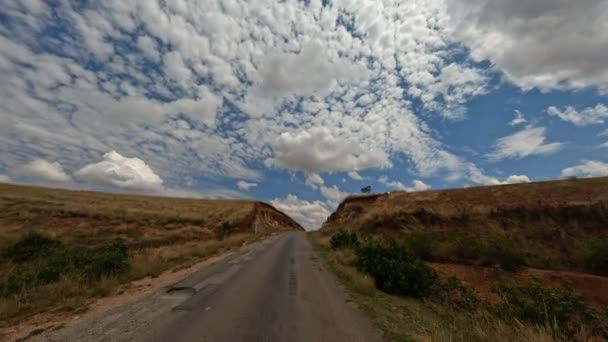 Car Drive Devastated Central Madagascar Poor Landscape Highland Deforested Countryside — Stockvideo