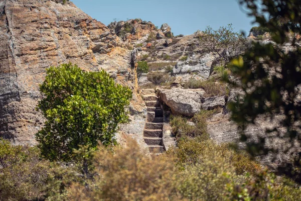 Escaliers Pierre Dans Sentier Touristique Parc National Isalo Dans Région — Photo