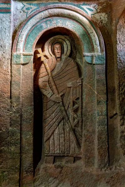ベット ミカエルの内部 岩窟教会 エチオピアのラリベラに位置する地下正教会のモノリス ロックカット教会 ユネスコの世界遺産に登録されているLalibelaに位置しています — ストック写真