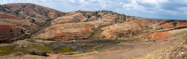 Центральный Ландшафт Мадагаскара Бетафо Вакинанкаратра Горный Сельский Пейзаж Вырубка Лесов — стоковое фото