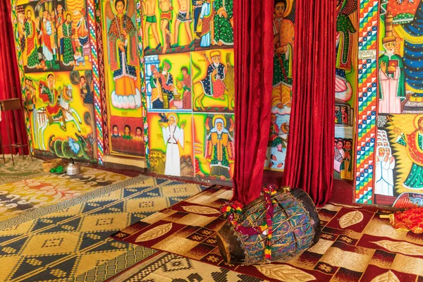 Tambour Religieux Instrument Musique Intérieur Monastère Unesco Entos Eyesu Situé — Photo