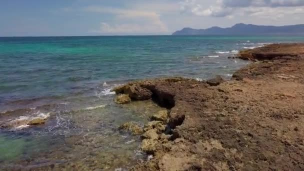 Vista Aérea Playa Natural Cerca Ciudad Can Picafort Islas Baleares — Vídeos de Stock