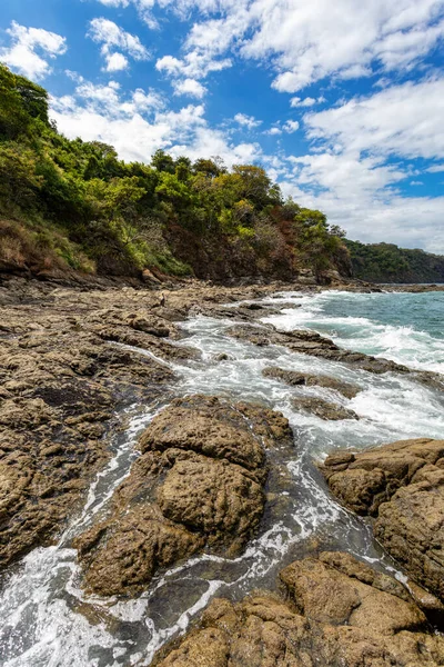 Playa Ocotal Pacific Ocean Waves Rocky Shore Coco Costa Rica — Stock Photo, Image