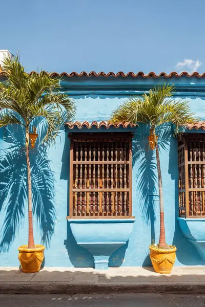Krásná Budova Historickém Městě Cartagena Indias Krásnou Koloniální Architekturou Jedno Stock Snímky
