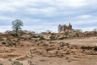 Gondar şehri, Etiyopya ve Afrika mirası yakınlarındaki Guzara kraliyet sarayının kalıntıları.