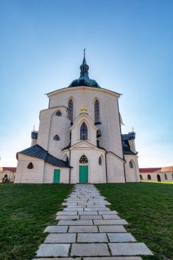 Zelena Hora 'daki Nepomuk' lu Aziz John Kilisesi, yeşil tepe, UNESCO Dünya Mirası Alanı, Zdar nad Sazavou, Çek Cumhuriyeti. Orta Avrupa 'da Barok Gotik mimarisi