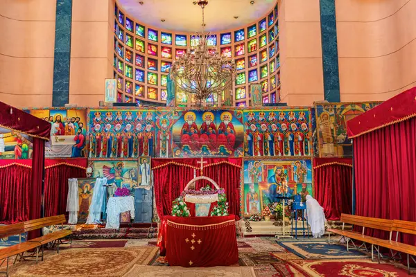 Εσωτερικό Του Debre Libanos Μοναστήρι Στην Αιθιοπία Που Βρίσκεται Βορειοδυτικά — Φωτογραφία Αρχείου
