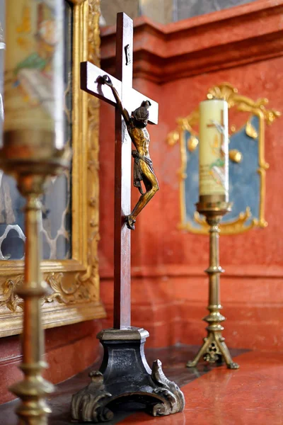 Velha Cruz Madeira Uma Igreja Histórica — Fotografia de Stock
