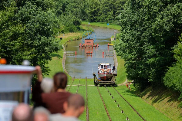 Polen Elblag Canal Provincie Masurië 2023 Beroemde Bezienswaardigheid Van Warmian Stockafbeelding