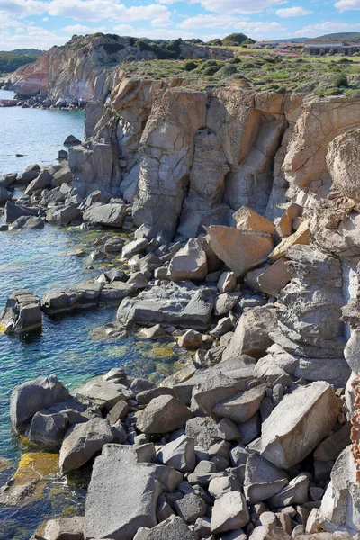 Rocky Sahili San Pietro Adasının Güney Kısmı Colonne Carloforte Kayalıkları Stok Resim