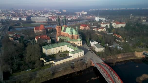Ostrow Tumski Nin Hava Manzarası Havariler Katedrali Peter Paul Pozna — Stok video
