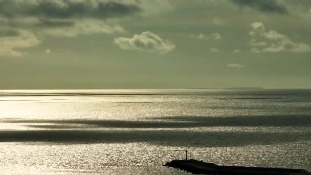 Pemandangan Udara Dari Matahari Terbenam Laut Dan Pantai — Stok Video