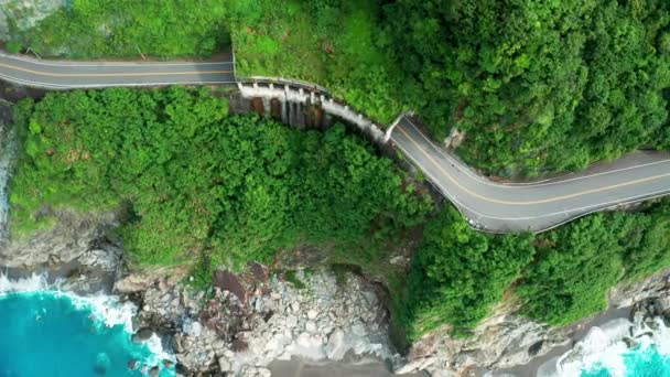 Luchtfoto Van Suhua Highway Coastling Hualien Taiwan — Stockvideo