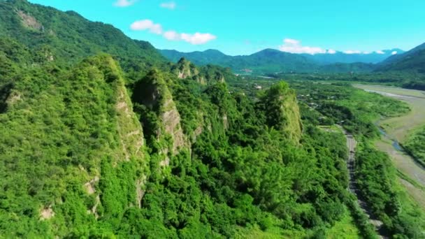 Vedere Aeriană Muntelui Optsprezece Arhats Din Kaohsiung Taiwan — Videoclip de stoc