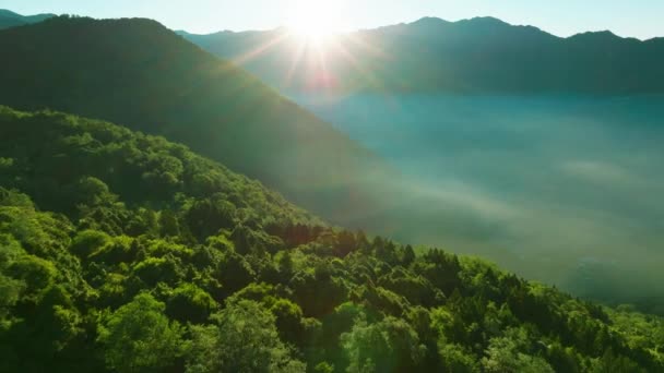 Вид Воздуха Красивые Горы Восход Солнца — стоковое видео