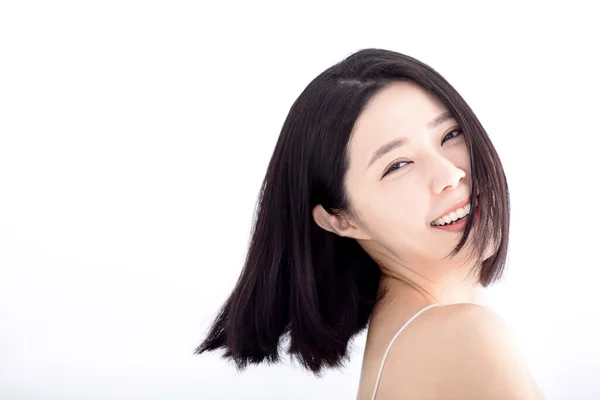 Boldog Ázsiai Fiatal Szépség Arc Tiszta Friss Bőr — Stock Fotó