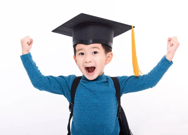 Šťastný Malý Chlapec Student Čepici Absolventa — Stock fotografie