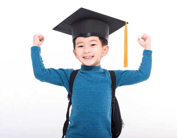 Feliz Asiático Niño Estudiante Graduado Gorra —  Fotos de Stock