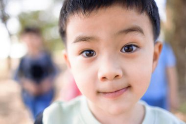 Closeup Asian  boy with smiling face