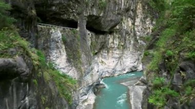 Aerial view of Yanzikou (Swallow Grotto) Trail and Liwu River gorge. Taroko National Park,Taiwan.