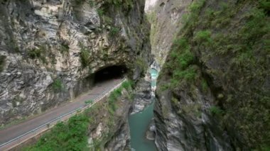 Aerial view of Yanzikou (Swallow Grotto) Trail and Liwu River gorge. Taroko National Park,Taiwan.