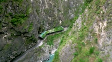 Aerial view of Liwu River gorge and Taroko National Park,Taiwan.