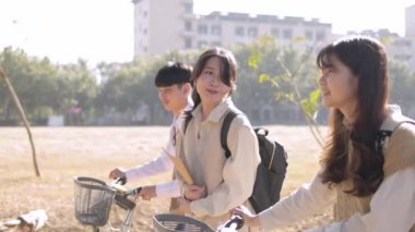 Teenager students walking together in the school