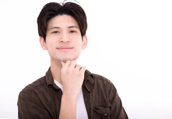 Asiatisk Stilig Ung Man Med Friskt Ansikte — Stockfoto
