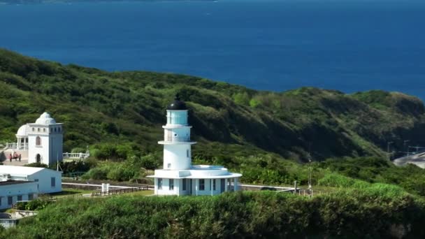 Widok Lotu Ptaka Sandiao Cape Lighthouse Tajwan — Wideo stockowe