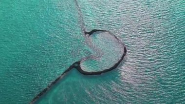 Penghu, Tayvan 'daki taştan gelgit Weir' ların hava manzarası..