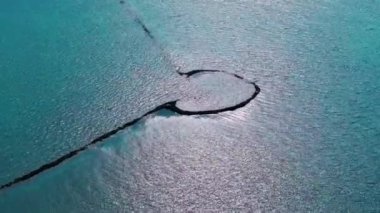 Penghu, Tayvan 'daki taştan gelgit Weir' ların hava manzarası..