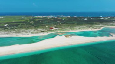 Hava manzaralı Jibei Adası ünlü turizm merkezi Baisha Penghu Tayvan