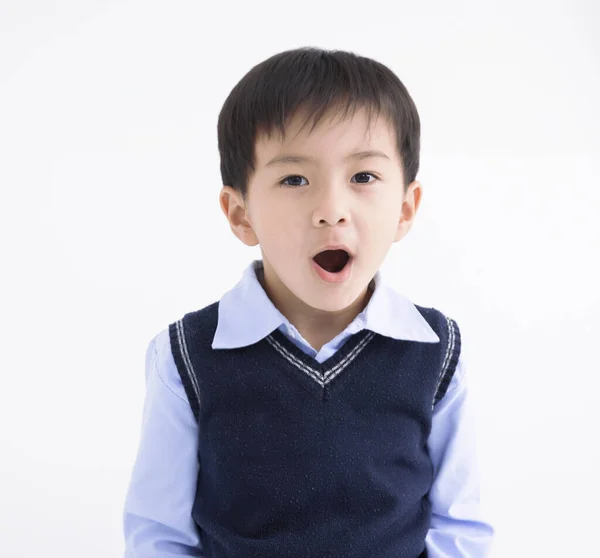 Closeup Handsome Asian Boy Face White Background — Stock Photo, Image