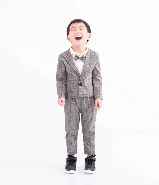 Pełna Długość Szczęśliwy Azji Chłopiec Śmiech — Zdjęcie stockowe