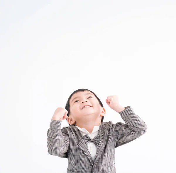 Excited Kid Looking Isolated White — Stock Photo, Image