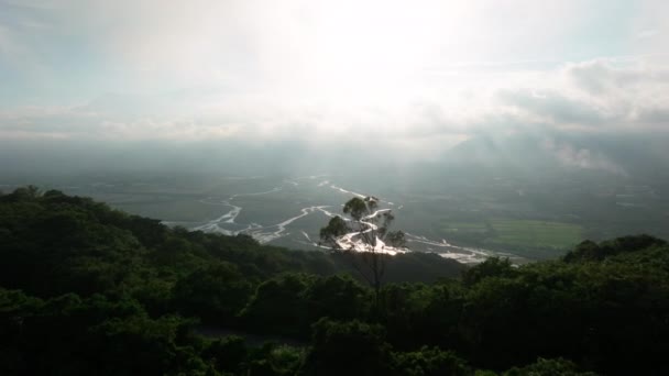 Aerial View Beautiful Natural Scenery Mountain River — стокове відео