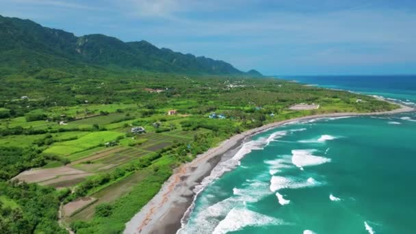 Widok Lotu Ptaka Wybrzeże Plaża Taitung Tajwan — Wideo stockowe
