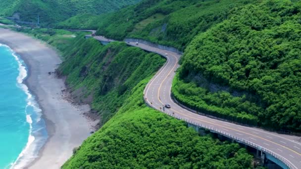 Taitung Tayvan Daki Hava Manzaralı Kıyı Yolu — Stok video