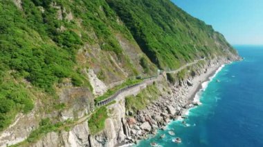 Aerial view of Suhua Highway in Taiwan.