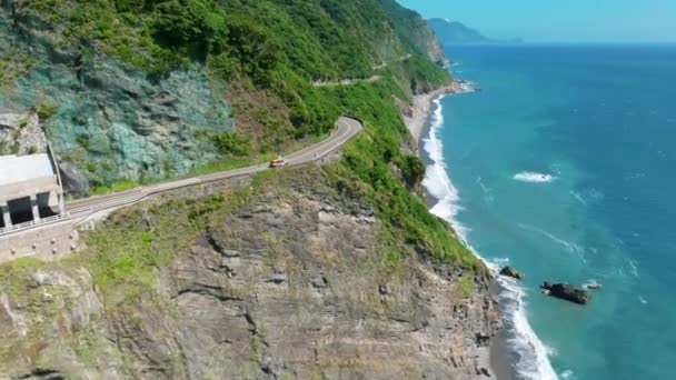 Aerial View Suhua Highway Taiwan — Stockvideo